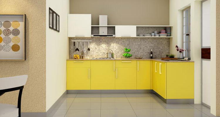 کابینت آشپزخانه مدرن زرد و سفید