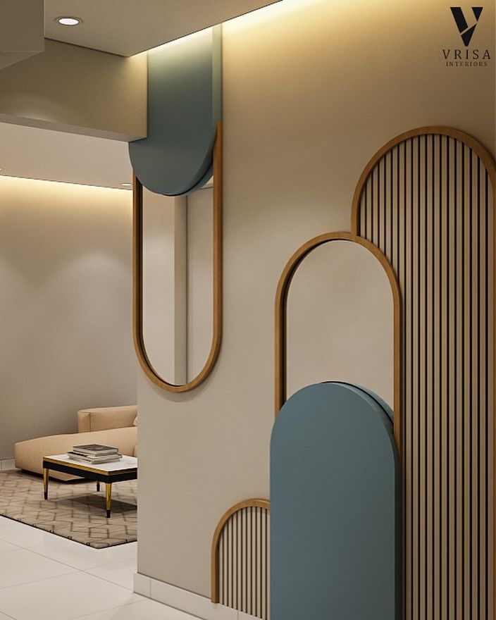 طراحی دیوار مدرن - متریال دیوار - جدیدترین متریال ها - طراحی دیوار ورودی مدرن با ترکیب پنلهای چوبی شیاردار